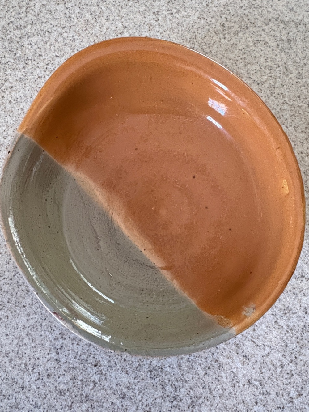 Handmade Two-Tone Ceramic Bowl in Terracotta and Olive